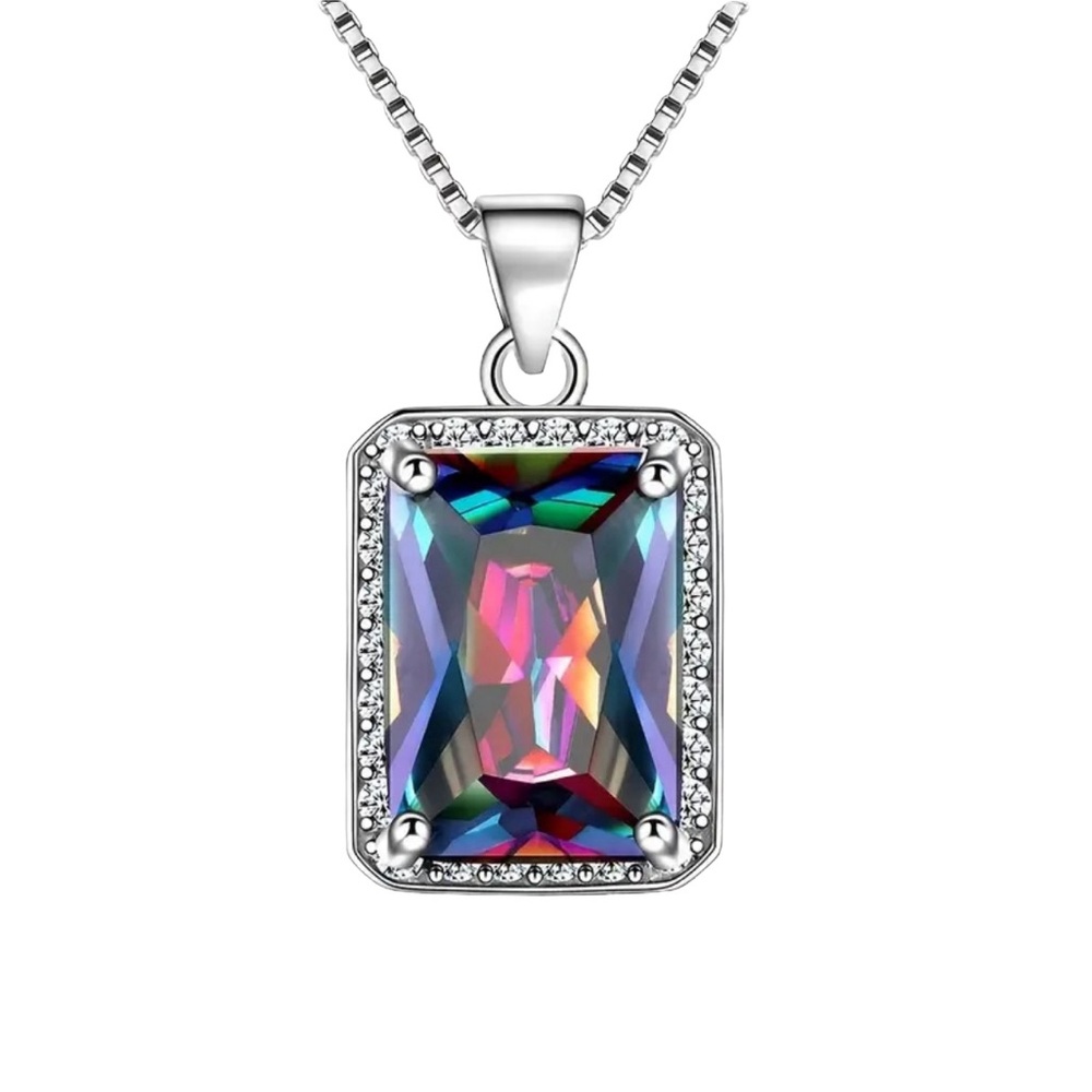 Aurora Borealis S925 Sterling silver pendant necklace. New. - Picture 5 of 13